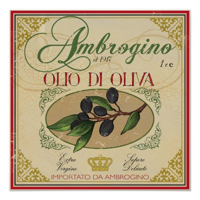 Vintages Aussehen Italienisches Label Art Poster (Vorderseite)
