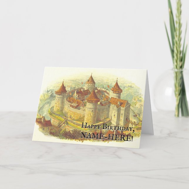 Vintages Aussehen Mittelalterliches Schloss Karte (Vorderseite)