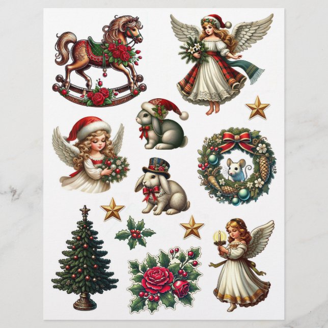 Vintages Aussehen Zeitgenössische Weihnachtsbilder (Vorderseite)