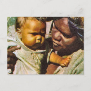 Vintages Australien, Australien, indigene Familie Postkarte