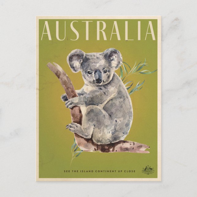 Vintages australisches Reiseplakat Postkarte (Vorderseite)
