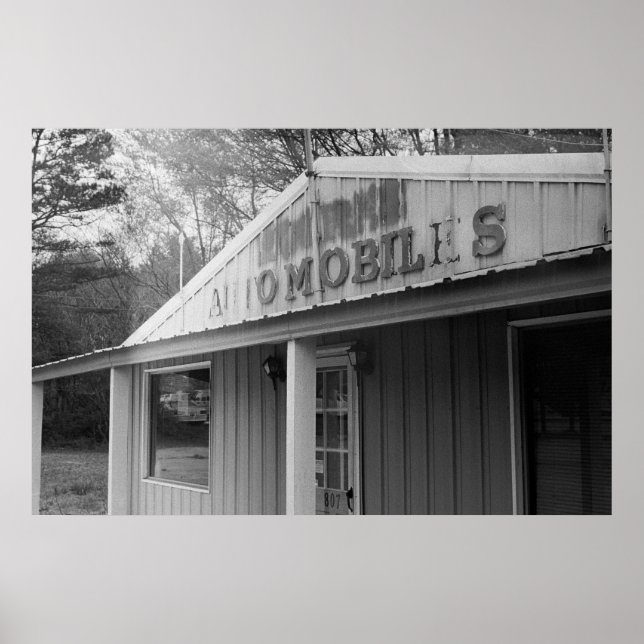 Vintages Auto Gebäude Poster (Vorne)