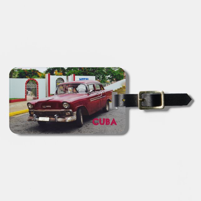 Vintages Auto-Kastanienbraun Kubas Gepäckanhänger (Vorderseite horizontal)