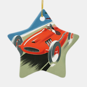 Vintages Auto Racing Keramik Ornament
