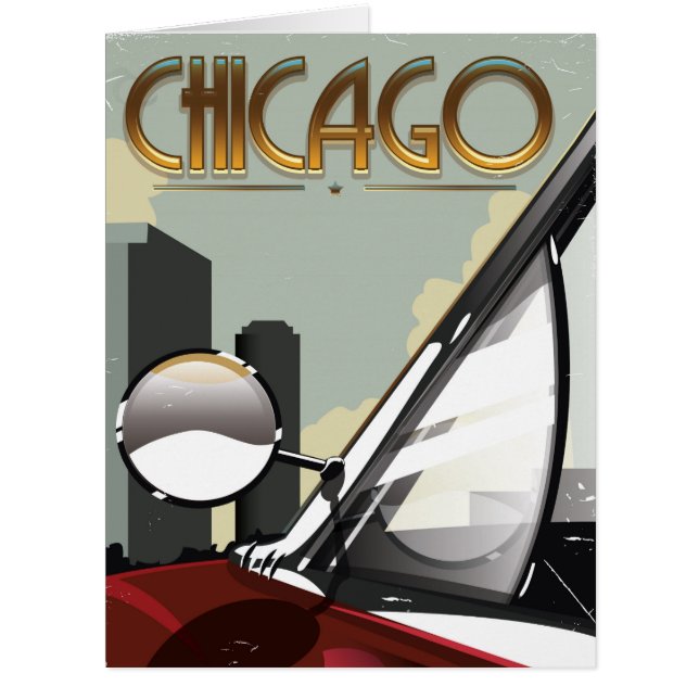 Vintages Auto-Reiseplakat von Chicago City (Vorderseite)