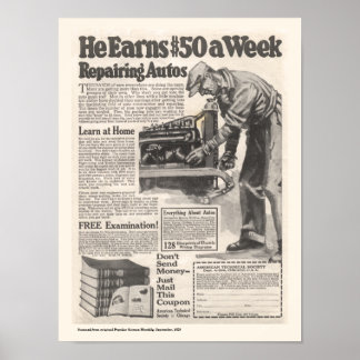 Vintages Auto Reparatur-Werbeplakat Poster