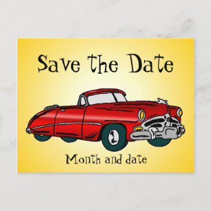 Vintages Auto Save the Date Postkarte