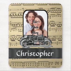 Vintages Auto und Musikblätter Mousepad
