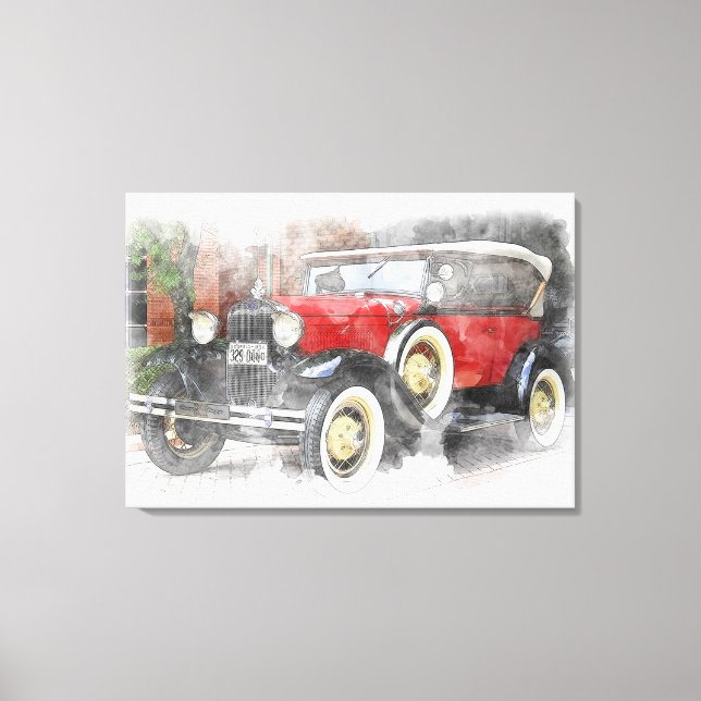 Vintages Automobil Leinwanddruck (Vorderseite)