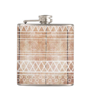 Vintages aztekisches Stammes- Holz Flachmann