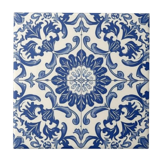 Vintages Azulejo-Mosaik Fliese (Vorderseite)