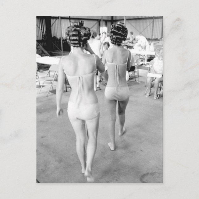 Vintages B&W Foto Florida Bikini Postkarte (Vorderseite)