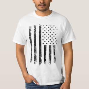 Vintages B&W Patriotic American Flag T - Shirt