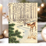 Vintages Baby Doe Dee in Wald Weihnachten<br><div class="desc">Vintages Baby Doe Deer in Forest Weihnachtskarte. Dieses Design zeigt ein Baby-Doe-Hirsch im Wald,  das auf die Reflexion in der Bucht startet. Was für eine schöne Retro-Urlaubsszene! Personalisieren Sie dieses maßgeschneiderte Design mit Ihrem eigenen Gruß.</div>