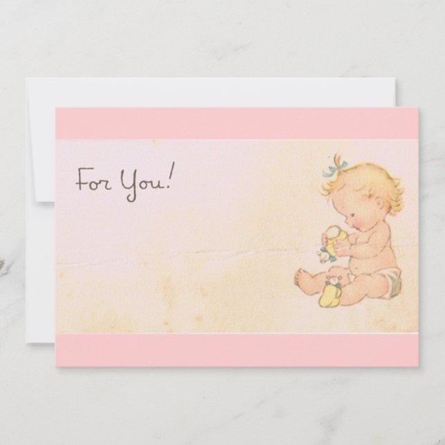 Vintages Baby Einladung (Vorderseite)