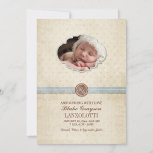 Vintages Baby-Foto Geburtserklärung Ankündigung