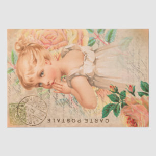 Vintages Baby Girl Postcard Entpackungs-Tissue Pap Seidenpapier