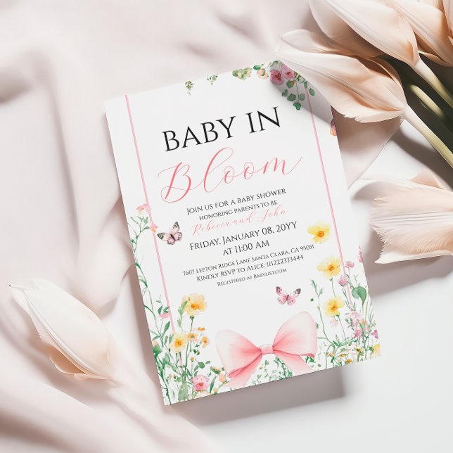 Vintages Baby in Bloom Butterfly Babydusche Einladung (Von Creator hochgeladen)