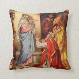 Vintages Baby Jesus und die 3 Könige Kissen