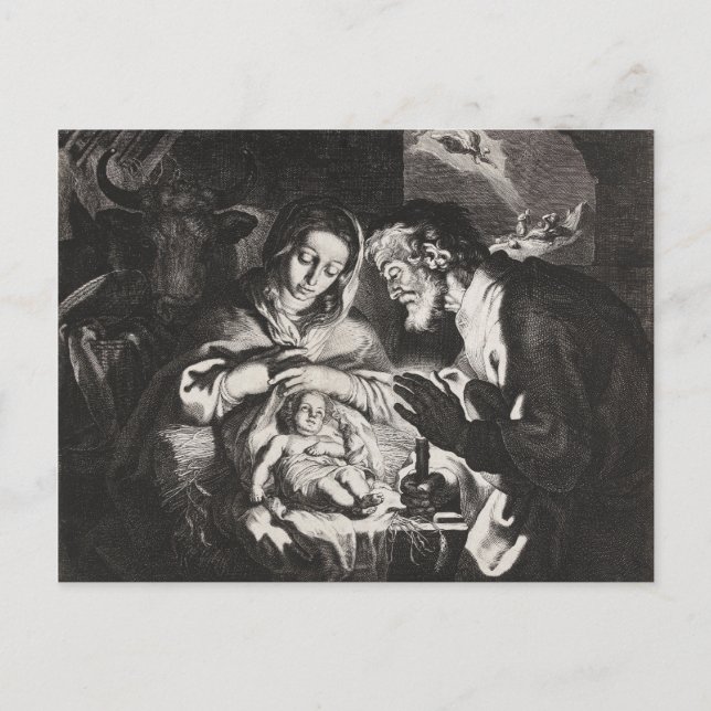 Vintages Baby Jesus Weihnachtskrippe Postkarte (Vorderseite)