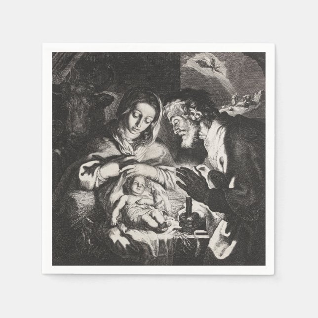 Vintages Baby Jesus Weihnachtskrippe Serviette (Vorderseite)