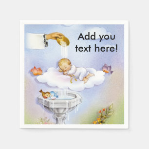 Vintages Baby-Mädchen Taufe Christening napkin Serviette
