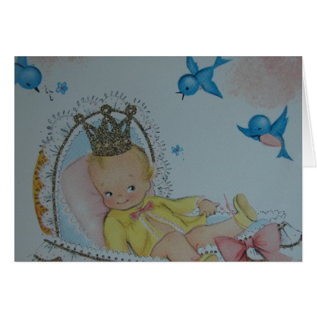Vintages Baby mit Kronen und Bluebirds (Vorderseite (Horizontal))