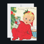 Vintages Baby's First Christmas Feiertagskarte<br><div class="desc">Die erste Weihnachtskarte des Vintagen Babys.</div>