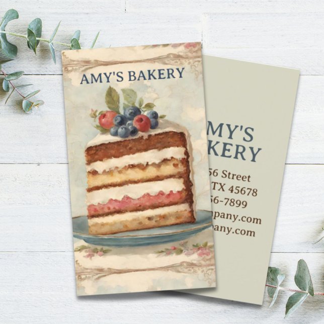 Vintages Backbäckergebäck Koch Bäckerei Kuchen Visitenkarte (Vintage Baking Baker Pastry Chef Bakery Cake Business Card)