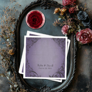 Vintages Bad bis zum Tod Lila Hochzeit Serviette