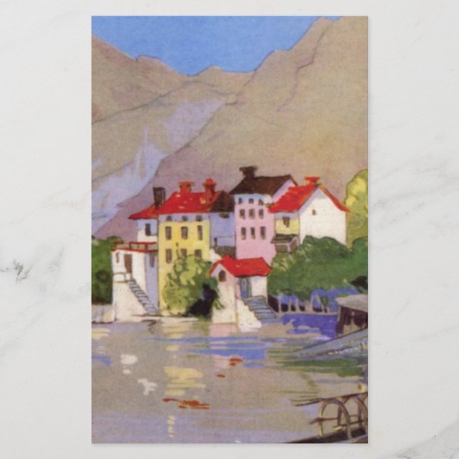 Vintages Badeort Italien Tourismus Briefpapier (Vorderseite)