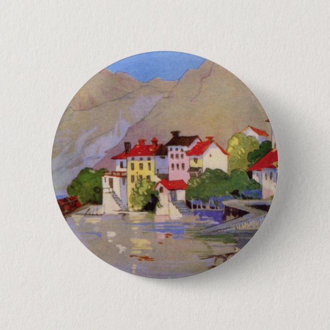 Vintages Badeort Italien Tourismus Button (Vorderseite)