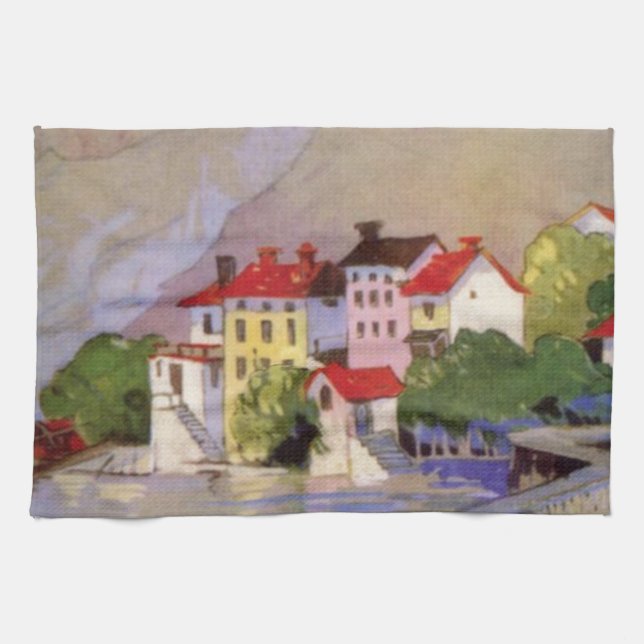 Vintages Badeort Italien Tourismus Handtuch (Horizontal)