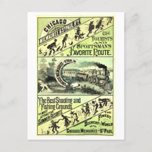 Vintages Bahnhofposter Chicago - St. Paul Postkarte