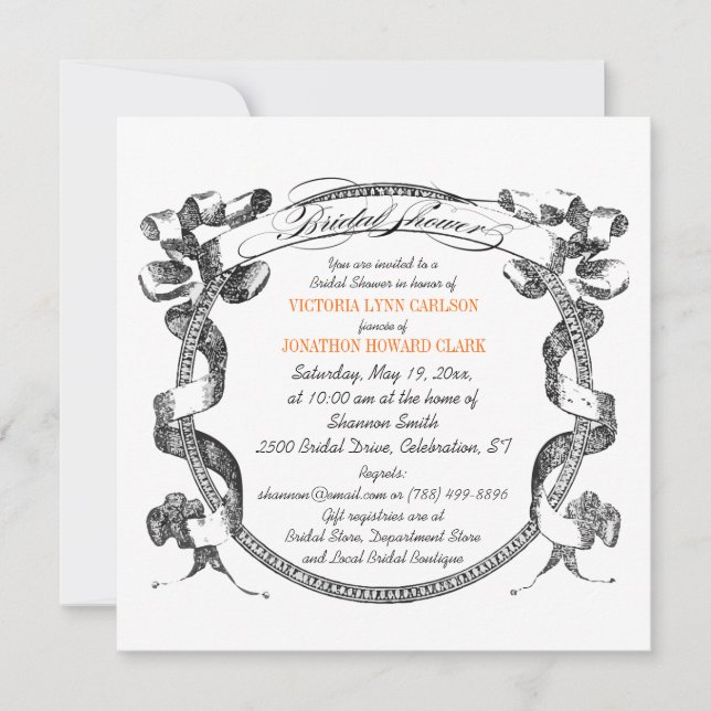 Vintages Banner Blühe Skript-Brautparty Einladung (Vorderseite)