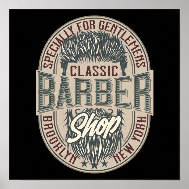 Vintages Barbershop-Logo Poster (Vorne)