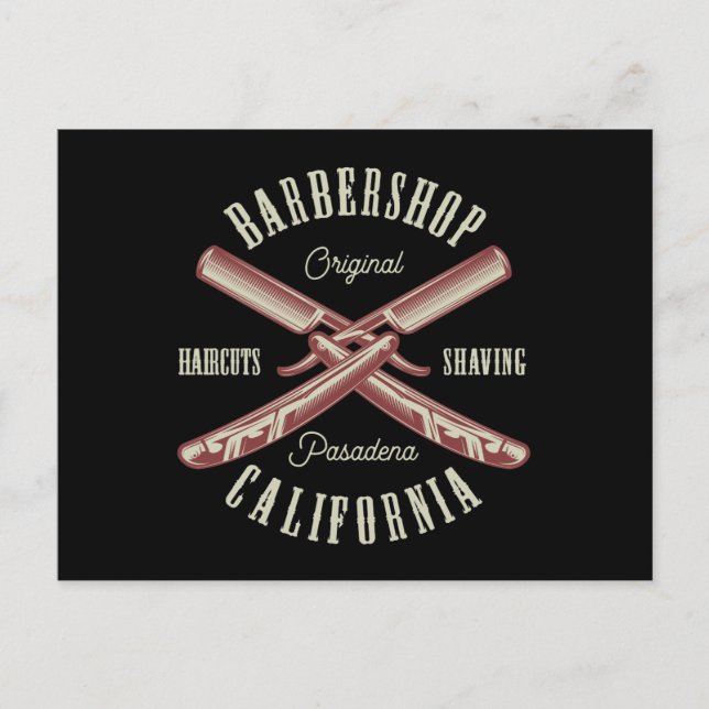 Vintages Barbershop-Logo Postkarte (Vorderseite)