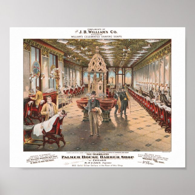 Vintages Barbershop-Werbeplakat Poster (Vorne)