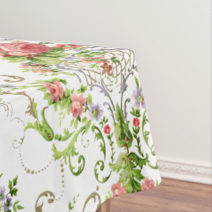 Vintages Barockmuster Rokoko Scrolls & Rose Muster Tischdecke