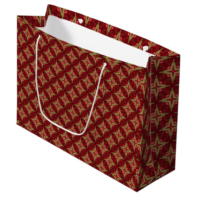 Vintages Barockrot und Gold Große Geschenktüte (Vorderseite Schrägansicht)