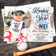 Vintages Baseball 1. Geburtstag Foto Einladung