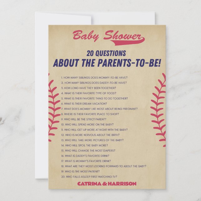 Vintages Baseball Baby Shower Game - Bearbeitbarer Einladung (Vorderseite)