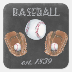 Vintages Baseball-Chalkboard-Design Quadratischer Aufkleber