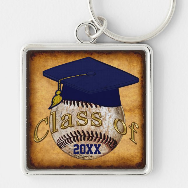 Vintages Baseball-Geschenk für Graduate, Year oder Schlüsselanhänger (Vorne)