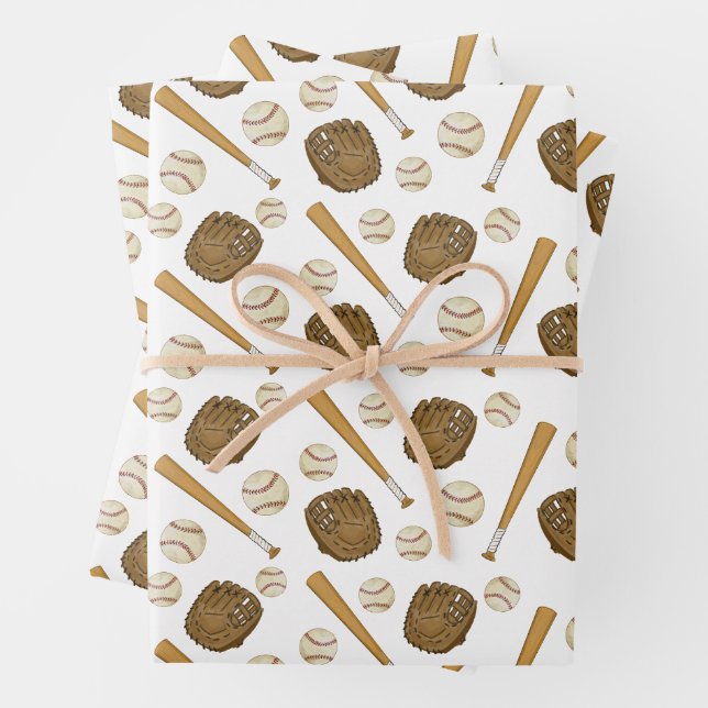 Vintages Baseball Nostalgie Sport Thema Geschenkpapier Set (Beispiel)