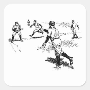 Vintages Baseball-Player-Aufkleber-Set Quadratischer Aufkleber