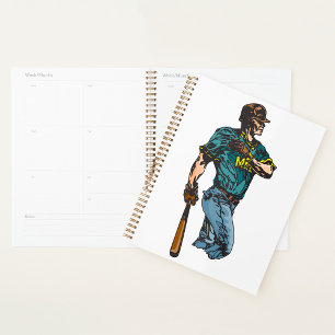 Vintages Baseball Player Retro Sports Artwork Planer