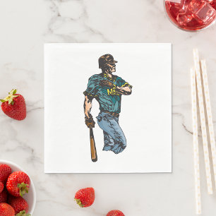 Vintages Baseball Player Retro Sports Artwork Serviette
