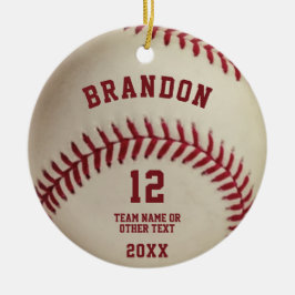 Vintages Baseball-Stitching-Foto Personalisiert Keramik Ornament