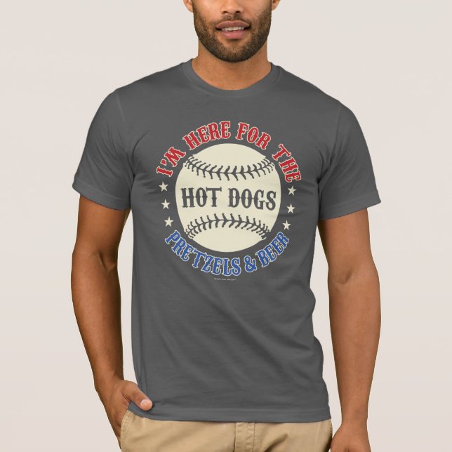 Vintages Baseball-Würstchen-Brezel-Bier T-Shirt (Vorderseite)
